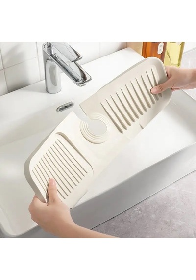 Beyaz Bulaşık Süngeri Banyo Lavabo Tezgahı Koruyucu Silikon Musluk Matı Su Geçirmez Kaymaz Plastik B Diğer