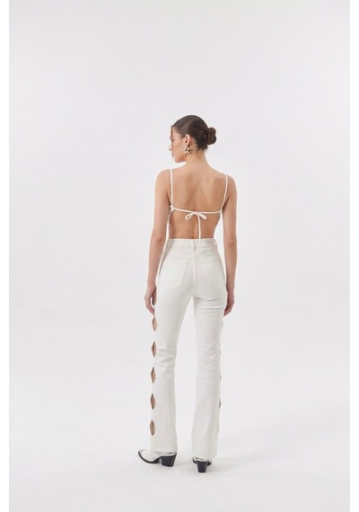 Holly Lolly Cutout Jean Pantolon Beyaz