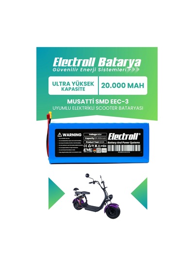 Musatti Smd Eec-3 Uyumlu Batarya Ultra Yüksek Kapasite 60v 25ah Elektrikli Scooter Bataryası Diğer