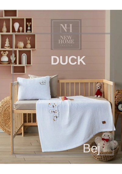 New Home Müslin Bebek Nevresim Takımı 4 Parça Duck-bej