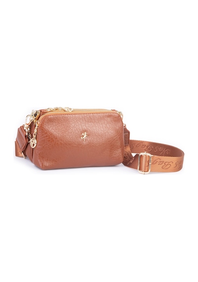 Nas Bag Mini Boy Kadın 3 Gözlü Çapraz Çanta En 18 Cm Boy 11 Cm Taba Victoria