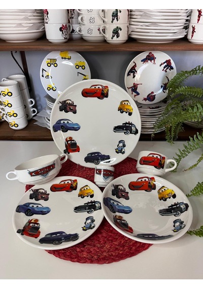 6 Parça Şimşek Mcqueen Model Çocuk Bebek Yemek Takımı Beslenme Seti Çok Renkli