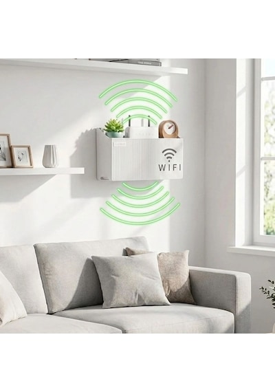 Buffer Duvar Tipi Wi-fi Modem Saklama Kutusu Beyaz Kablo Düzenleyici Router Raf Organizer