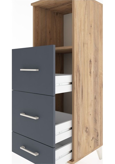Hyperion Dolap Tek Raflı 3 Çekmeceli 44x44x134 Çam-antrasit Atlas Çam