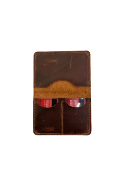 Ln Leather Gerçek Deri El Yapımı Crazy Deri Doğal Desenli Pasaport Kılıfı Camel