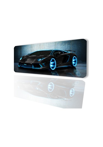 Sonictouch Tron Yarış Arabası Temalı Kaymaz Gaming Oyuncu Masaüstü Dikişsiz Siyah Klavye Mouse Pad 3