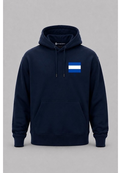 Bahriyeli Collection Kapüşonlu J Harfi Sancak Cep Baskılı Unisex Sweatshirt Lacivert