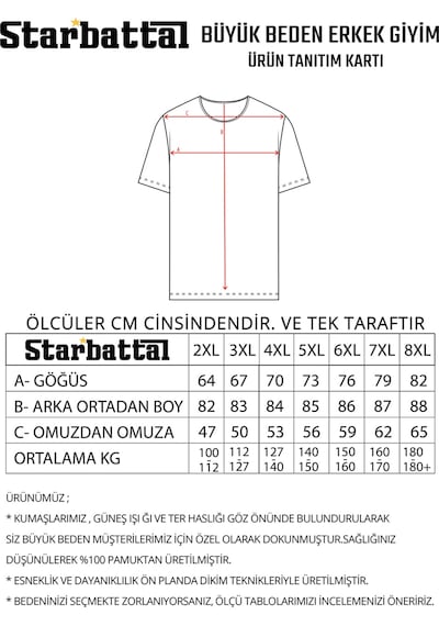 Starbattal Erkek Büyük Beden Sıfır Yaka Tişört Blessed 26147 Sıyah-3918 SIYAH