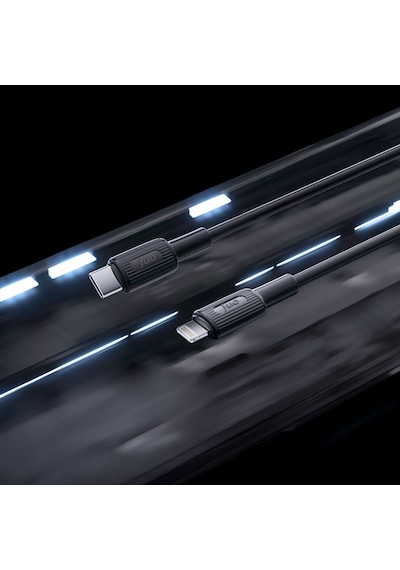 Juo JCBS272-B 27w Usb Type-c To Lightning Apple Uyumlu iPhone - iPak Silikon Hızlı Şarj Ve Data Kablosu Siyah 2 Metre