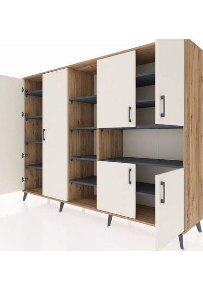 Hyperion Dolap 13 Raflı 6 Kapaklı 220x44x163 Çam-aytaşı/antrasit Aytası/antrasıt - Atlas Çam Hyperion Dolap 13 Raflı 6 Kapaklı 220x44x163 Çam-aytaşı/antrasit Aytası/antrasıt - Atlas Çam