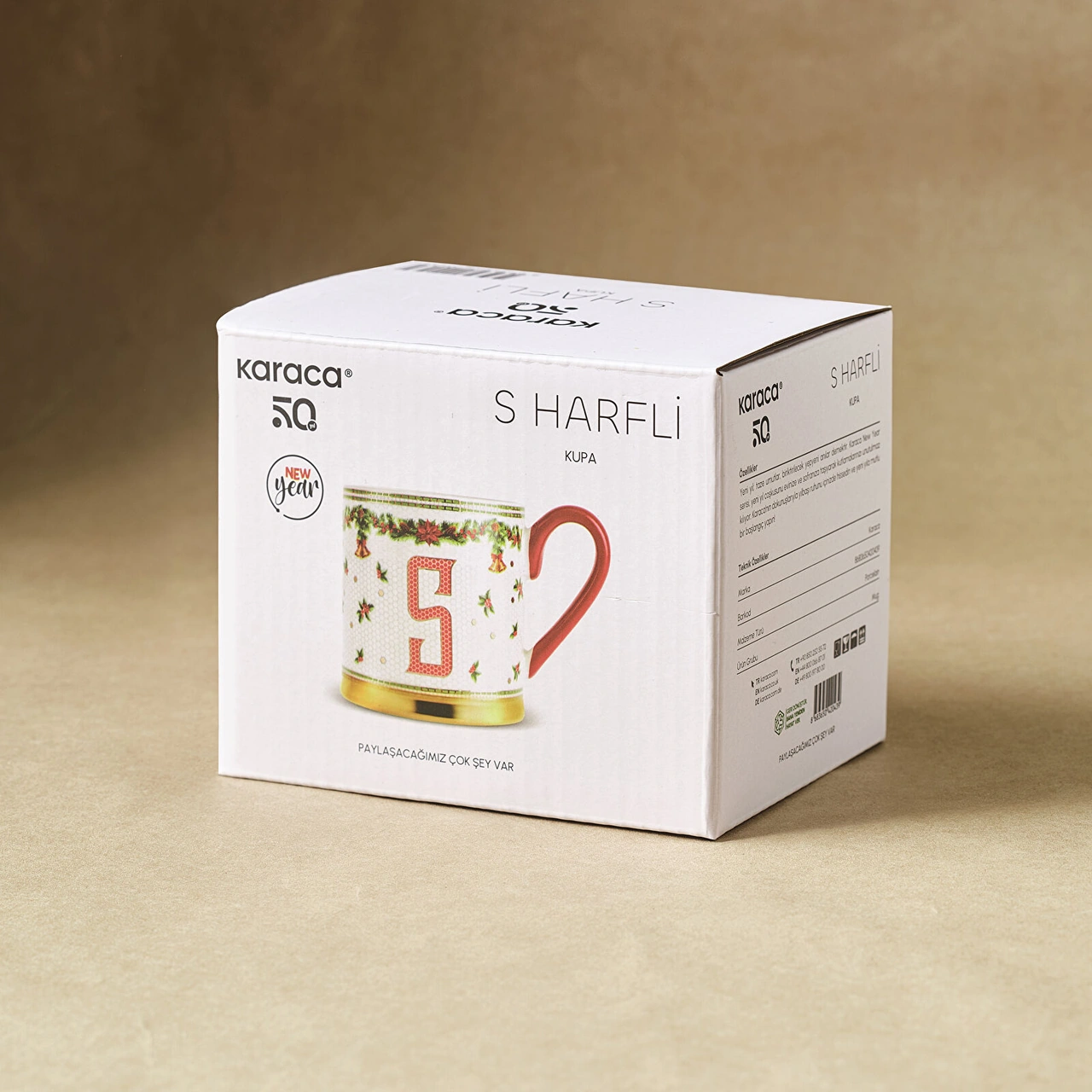 Karaca New Year Yılbaşı Petek S Harfli Kupa 330 Ml Kırmızı