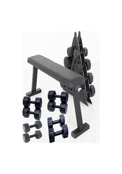 Ps Spor 4 Çift Dambıl Set 3 Kg+6 Kg+8 Kg+10 Kg + Katlanabilir Ağırlık Bench Sehpası Ve Dambıl Standı