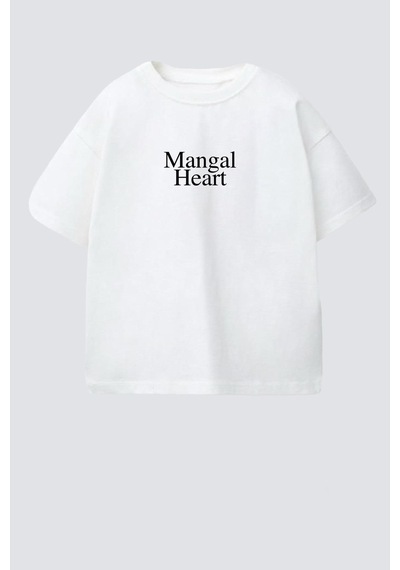 Monila Unisex Çocuk Pamuklu Bisiklet Yaka Baskılı T-shirt Beyaz/siyah