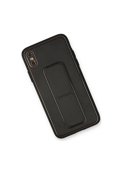 Muratech Newface Apple Uyumlu iPhone Xs Max Kılıf Coco Deri Standlı Kapak - Siyah
