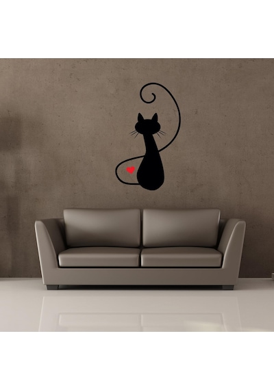 Kalpli Kedi Folyo Sticker Derstv735 80cm Uzunluk Siyah
