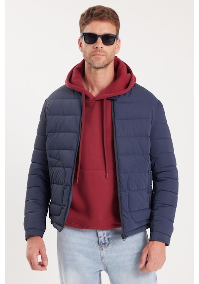 Tudors Erkek Regular Fit Klasik Kesim Dik Yaka Çift Cepli Sıcak Tutan Lacivert Şişme Mont-41803 Lacivert