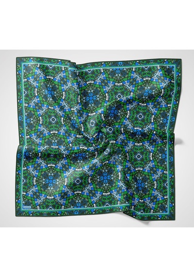 Silk Home Soft Eşarp Geometrik Zümrüt Yeşili 90x90 Çok Renkli