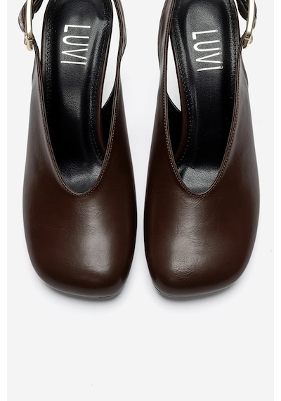Luvi Shoes Flarıs Kahverengi Cilt Kadın Topuklu Ayakkabı