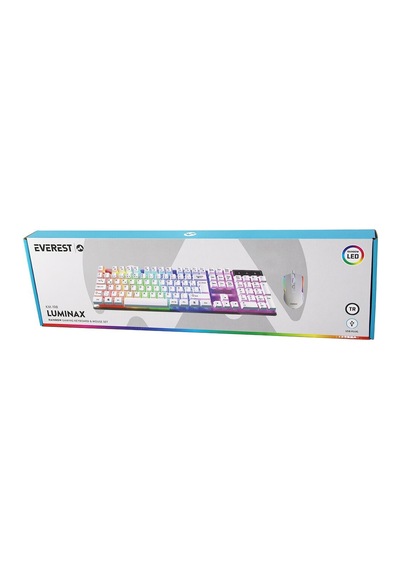 Beyaz Gökkuşağı Işıklı Usb Kablolu Oyuncu Klavye - Mouse Set 5705