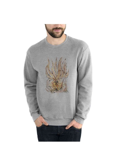 Anime Naruto Itachi Baskılı Gri Erkek Örme Sweatshirt