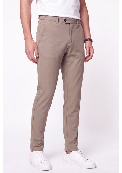 Regular Fit Yan Cep Doku Desenli Beli Lastikli Bej Pantolon P 1212