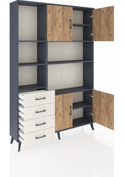 Arges Dolap 8 Raflı 4 Çekmeceli 4 Kapaklı 132x30x195 Antrasit... Antrasit Arges Dolap 8 Raflı 4 Çekmeceli 4 Kapaklı 132x30x195 Antrasit... Antrasit