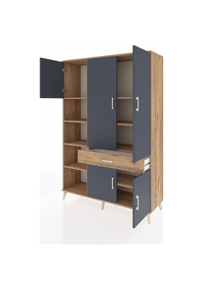 Hyperion Dolap 8 Raflı Tek Çekmeceli 5 Kapaklı 132x44x195 Çam-antrasit/çam Antrasıt/atlas Çam Hyperion Dolap 8 Raflı Tek Çekmeceli 5 Kapaklı 132x44x195 Çam-antrasit/çam Antrasıt/atlas Çam