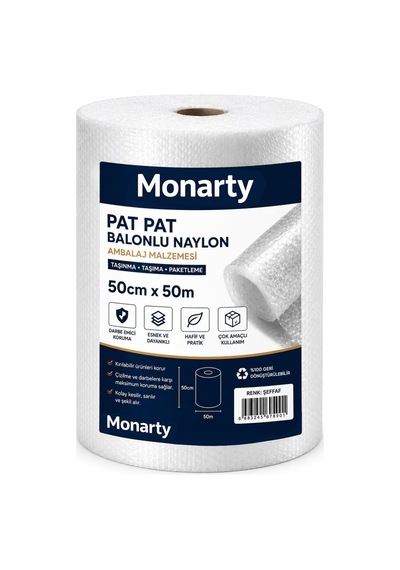 Monarty Balonlu Naylon Ambalaj Malzemesi, Şeffaf, 50 Cm X 50 M, Taşınma Ve Paketleme İçin Koruyucu Hava Kabarcıklı