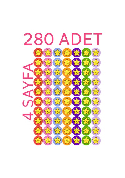 280 Li Yıldız Sticker Çıkartma, Okul, Tebrik, Kutlama Stickerı, Motivasyon Setleri 1