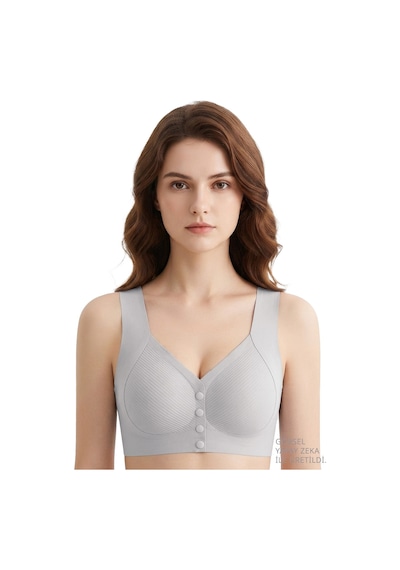 Cottonill Seamless Bra - Neriva Lazer Kesim Önden Düğmeli Minimizer Kadın Sütyen 3'lü Paket Çok Renkli