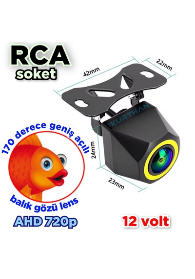 4 X 3 Cm. Küp Kamera Ahd 720p 170 Derece Balık Gözü Lens 12 Volt