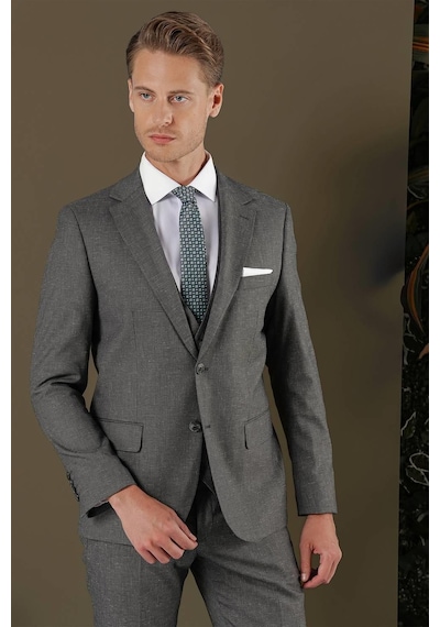 Efor Tk 873 Slim Fit Koyu Gri Klasik Takım Elbise Gri