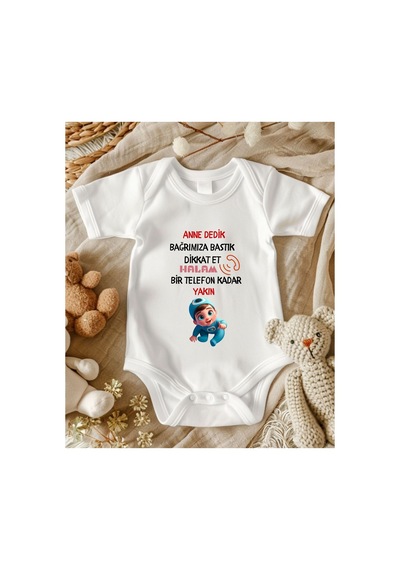 Lupi Hala Yazılı % 100 Pamuk Bebek Zıbın 159 ekru