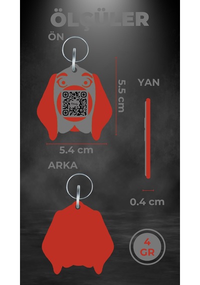 Petjoo 29.Foks Kırmızı-Gri Qr'lı Köpek Künyesi