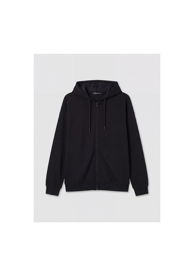 LC Waikiki Alıta Cıty Farkıyla Lcw Everyday Siyah Dalgıç Kumaşı Düz Oversize Kadın Fermuarlı Sweatshirt Siyah - 924121662 Siyah