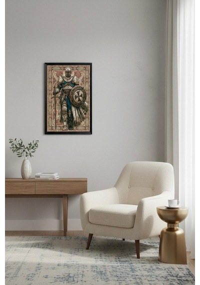 Raschel Home Premium Kumaş Halı Çerçeveli Tablo Halı Dokulu Özel Çerçeveli Bordo 70 X 100 Çok Renkli
