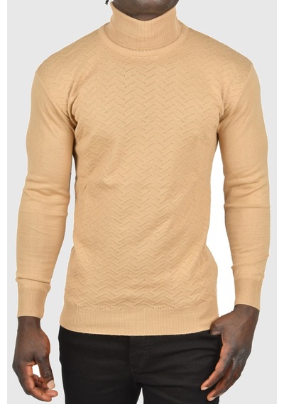 Deepsea Erkek Camel Zigzag Desenli Tam Balıkçı Yaka Dar Kesim Boğazlı Triko Kazak 2505497 Camel Deepsea Erkek Camel Zigzag Desenli Tam Balıkçı Yaka Dar Kesim Boğazlı Triko Kazak 2505497 Camel
