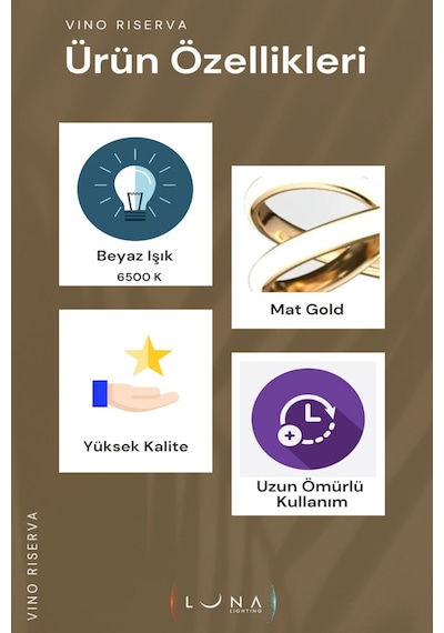 Vino Riserva Model Gold Kaplama Metal Salon Mutfak Oturma Yatak Odası Modern Led Plafonyer Avize Gold Sarı