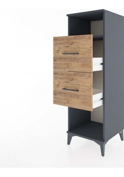 Hyperion Dolap Tek Raflı 2 Çekmeceli 44x44x134 Antrasit-çam Antrasit