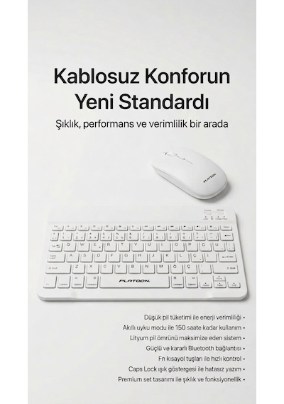 Şarj Edilebilir Ultra İnce Bluetooth Klavye Mouse Seti - Premium Sessiz Profesyonel Kablosuz Takım Şarj Edilebilir Ultra İnce Bluetooth Klavye Mouse Seti - Premium Sessiz Profesyonel Kablosuz Takım