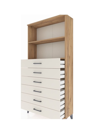 Arges Dolap 2 Raflı 6 Çekmeceli 88x30x182 Çam-aytaşı Atlas Çam