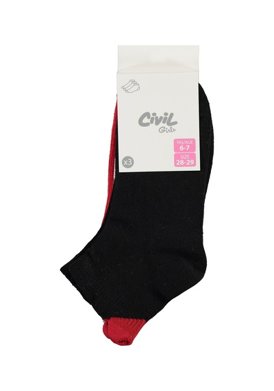 Civil Girls 3d Kalp 3'lü 2-12 Yaş Kız Çocuk Patik Çorap Standart