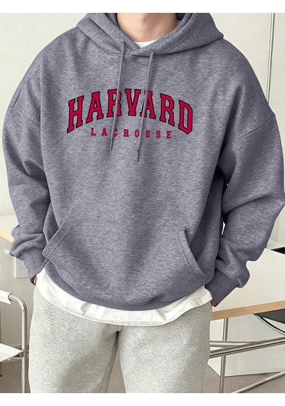 Startmore Startmoreharvard Lacrosse Baskılı Kapüşonlu Üst Erkek Yumuşak Moda Tişörtü Spor Rahat Sokak Giysisi Te Gri