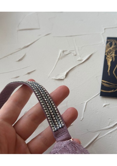 Jasmine Askıları Parlak Taşlı Hafif Destekli Dantelli Soft Cup İt Gül Kurusu