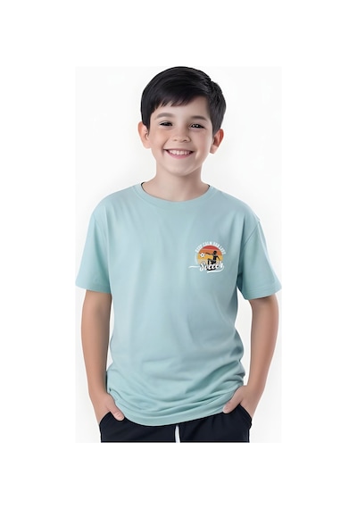 Panios Kids Soccer Baskılı Erkek Çocuk Kısa Kollu Tişört Mint Yeşili