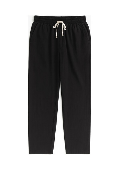 Redline Luxe Erkek Baggy Keten Karışımı Rahat Pantolon Bol Paça Yeni Sezon Siyah