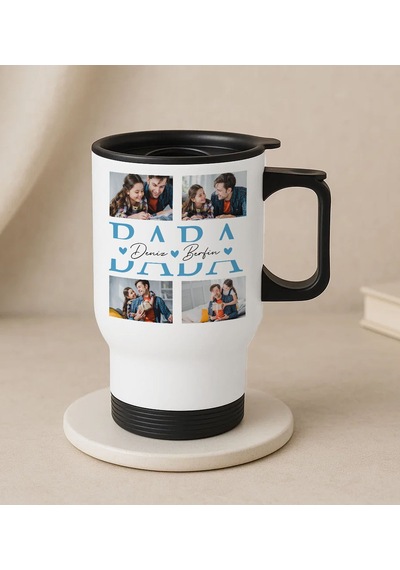 Bk Gift Kişiye Özel Fotoğraflı Babalar Günü Tasarımlı Kulplu Beyaz Çelik Bardak Termos Mug 450ml-6, Babalar Günü Hediye, Babaya Hediye