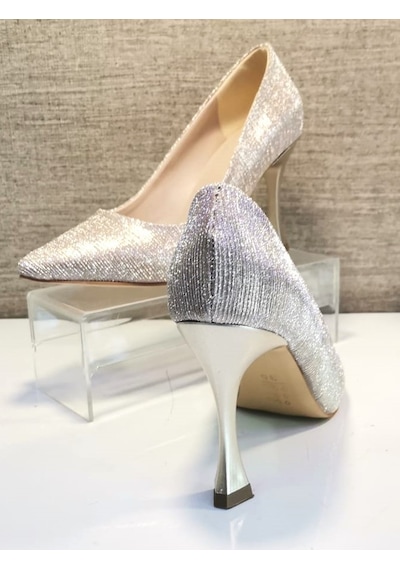 Pretty 9246 Kadın Simli 9 Cm Kadeh Ökçe Stiletto Altın