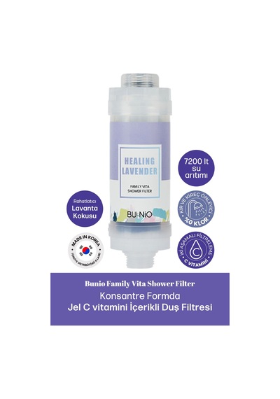 Bunio C Vitaminli Su Arıtıcı Duş Filtresi ve Atopik Ciltler Bunio Shower Filter Healing Lavender