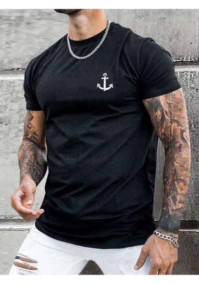 Flood Of Style Erkek Siyah Çapa Baskılı Oversize